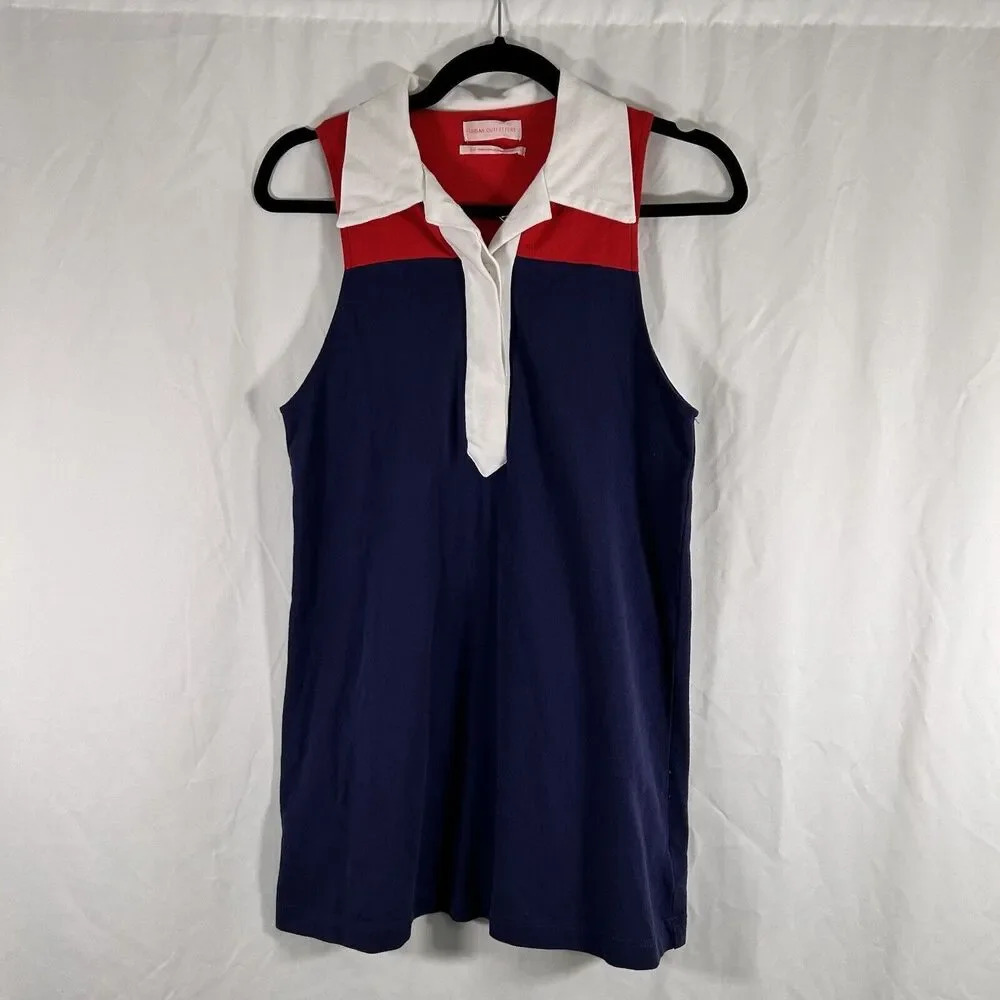 Urban Outfitters Tank Top Women's Small Red White Blue Collared 100% Cotton